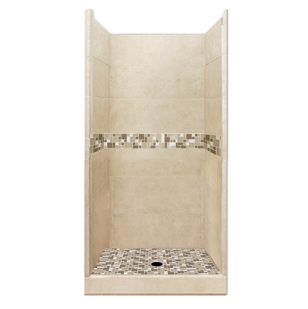 American Bath Factory 42 x 42 x 80 Tuscany Basic Alcove Shower Kit in Brown Sugar with No Finish