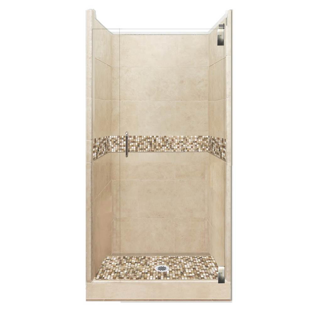 American Bath Factory 54 x 36 x 80 Roma Grand Alcove Shower Kit in Brown Sugar with Satin Nickel Finish
