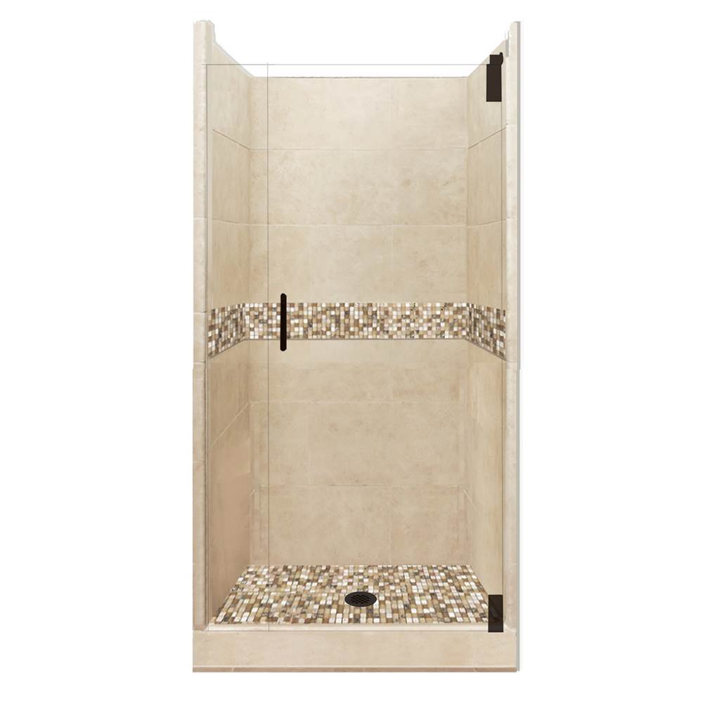 American Bath Factory 36 x 36 x 80 Roma Grand Alcove Shower Kit in Brown Sugar with Old World Bronze Finish
