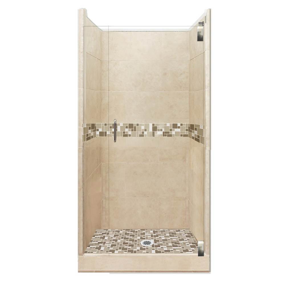 American Bath Factory 42 x 36 x 80 Tuscany Grand Alcove Shower Kit in Brown Sugar with Chrome Finish