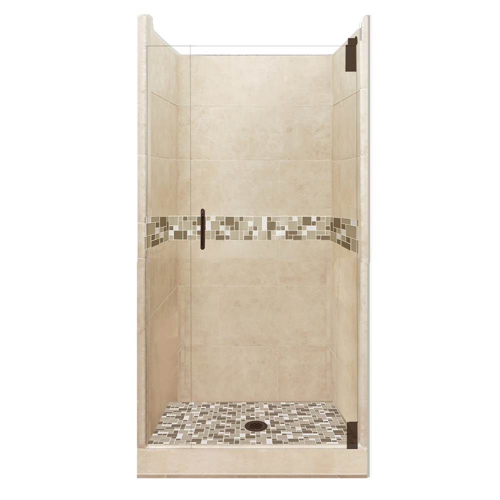 American Bath Factory 36 x 36 x 80 Tuscany Grand Alcove Shower Kit in Brown Sugar with Old World Bronze Finish