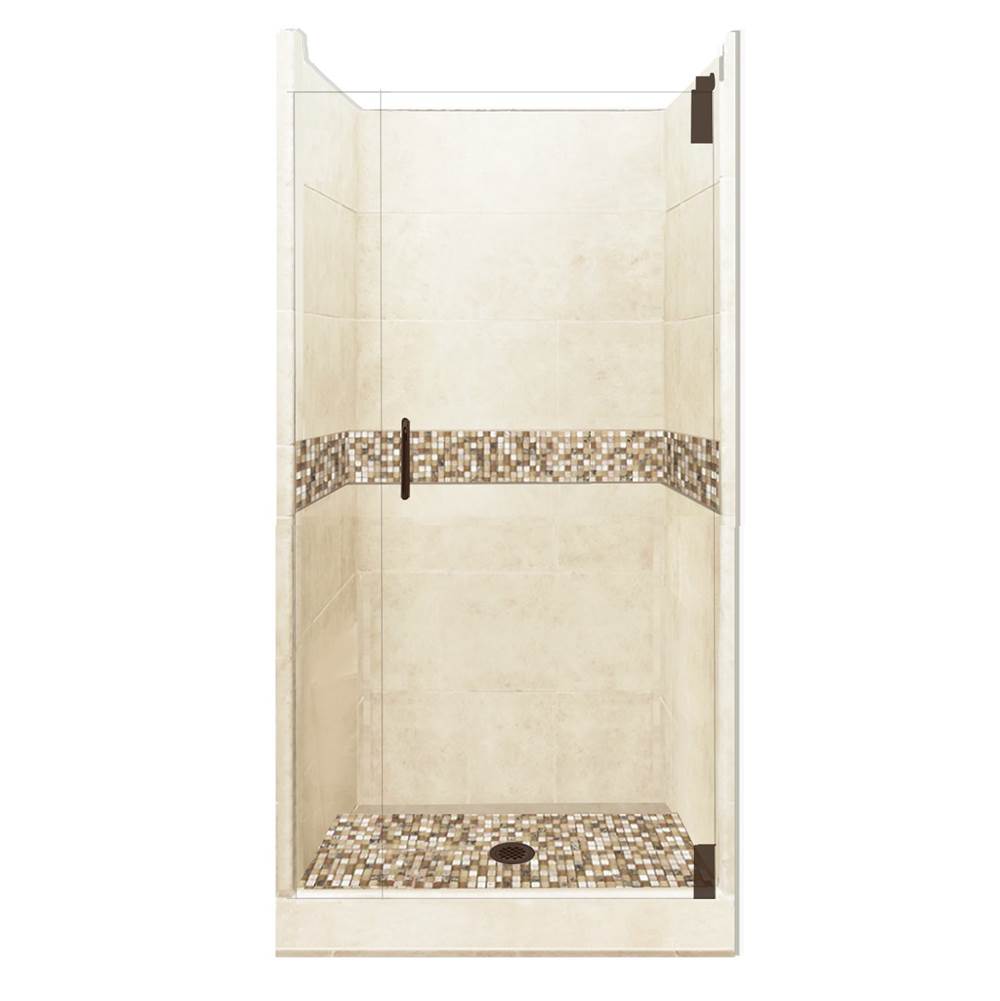 American Bath Factory 42 x 42 x 80 Roma Grand Alcove Shower Kit in Desert Sand with Old World Bronze Finish