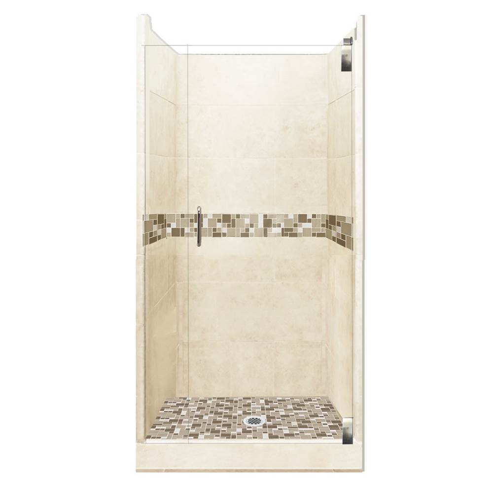 American Bath Factory 48 x 36 x 80 Tuscany Grand Alcove Shower Kit in Desert Sand with Chrome Finish