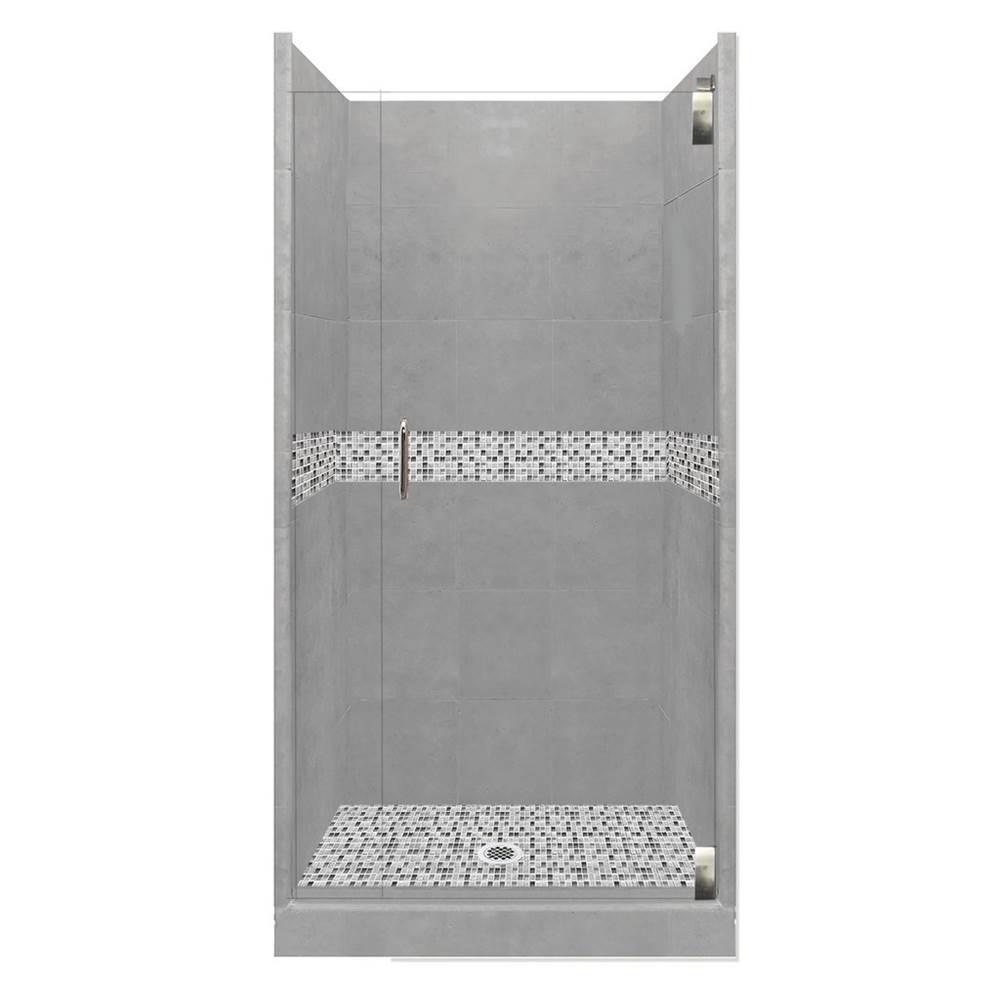 American Bath Factory 48 x 36 x 80 Del Mar Grand Alcove Shower Kit in Wet Cement with Satin Nickel Finish