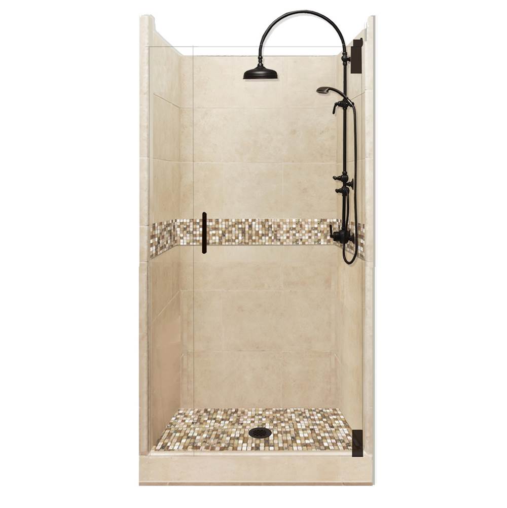 American Bath Factory 38 x 38 x 80 Roma Luxe Alcove Shower Kit in Brown Sugar with Old World Bronze Finish