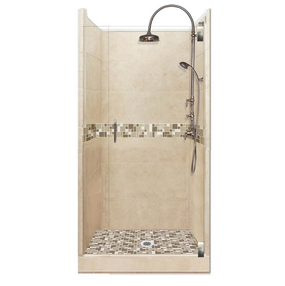 American Bath Factory 54 x 42 x 80 Tuscany Luxe Alcove Shower Kit in Brown Sugar with Chrome Finish