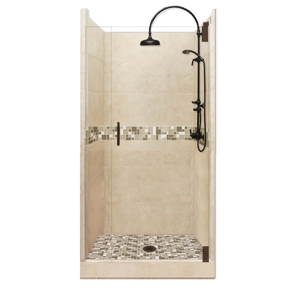 American Bath Factory 38 x 38 x 80 Tuscany Luxe Alcove Shower Kit in Brown Sugar with Old World Bronze Finish