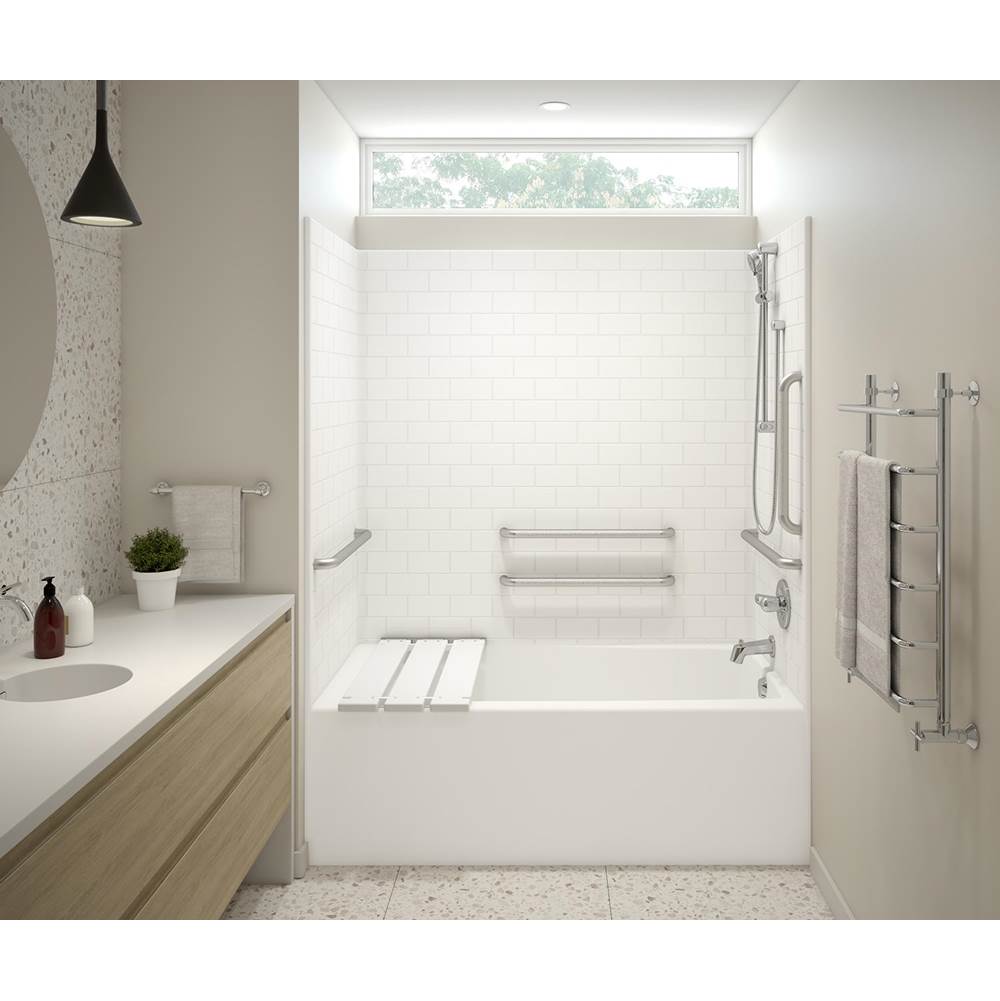 Aker F6030STT - ANSI Compliant AcrylX Alcove Right-Hand Drain One-Piece Tub Shower in Biscuit