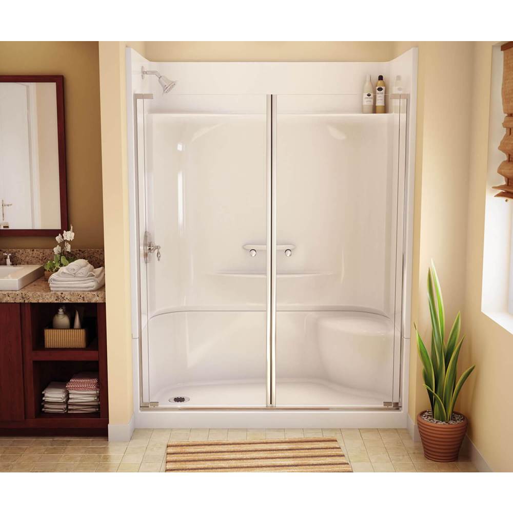 Aker KDS 3460 AcrylX Alcove Center Drain Four-Piece Shower in Sterling Silver