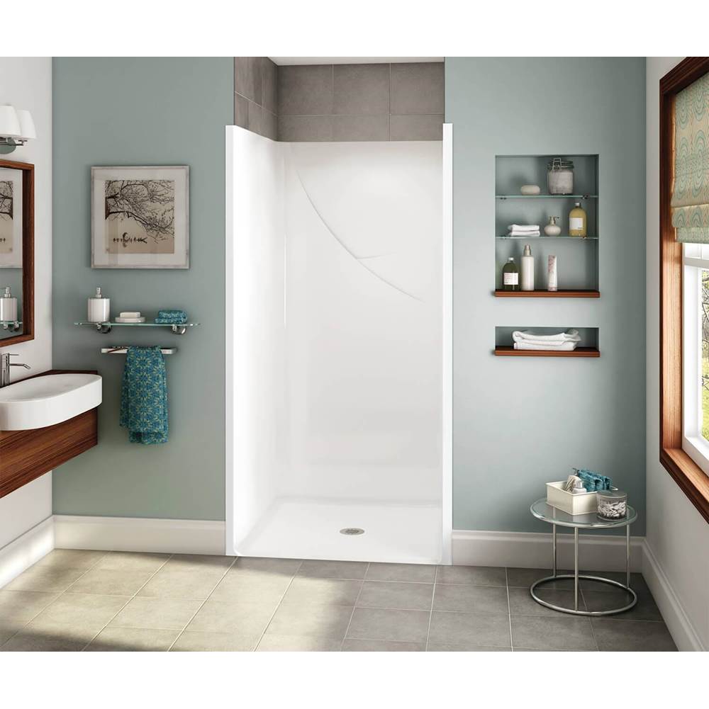 Aker OPS-3636 RRF AcrylX Alcove Center Drain One-Piece Shower in White - Base Model