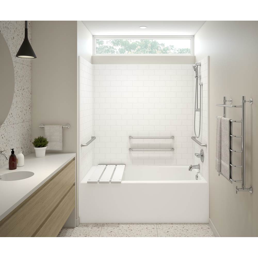 Aker F6030STT AcrylX Alcove Right-Hand Drain One-Piece Tub Shower in White
