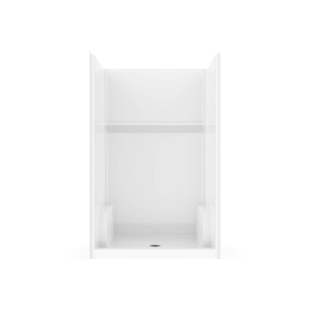 Aker Icon SH 4834 AFR Acrylx Alcove Center Drain One-piece Shower in White