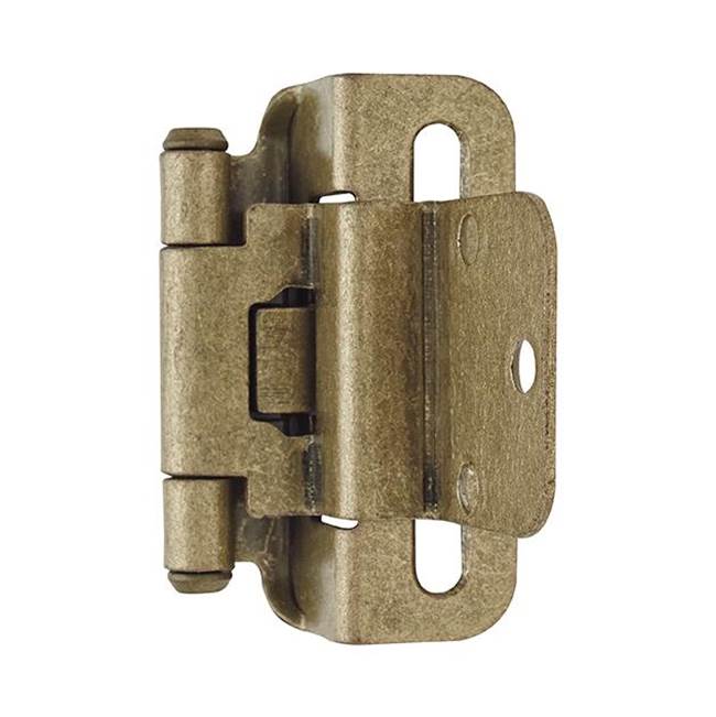 Amerock 3/8in (10 mm) Inset Self-Closing, Partial Wrap Burnished Brass Hinge - 2 Pack