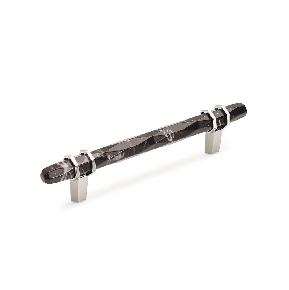 Amerock Carrione 5-1/16 in (128 mm) Center-to-Center Marble Black/Polished Nickel Cabinet Pull