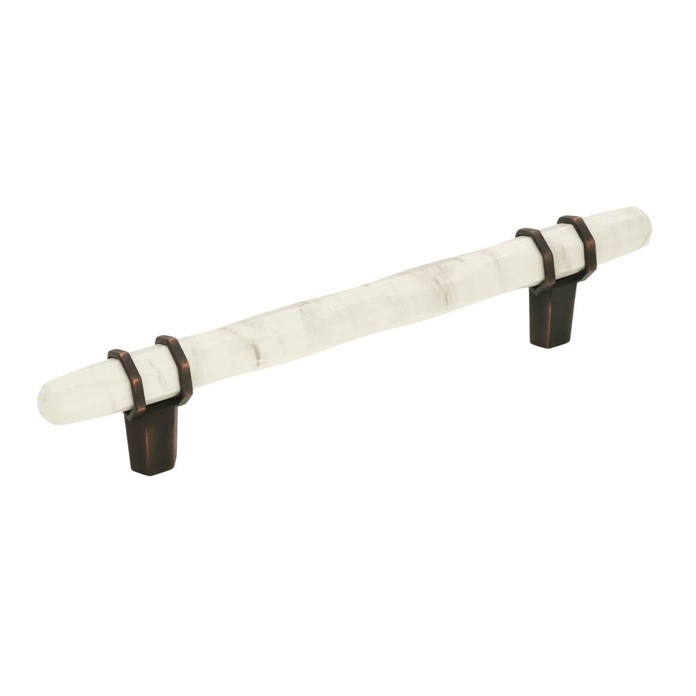 Amerock Carrione 5-1/16 in (128 mm) Center-to-Center Marble White/Oil-Rubbed Bronze Cabinet Pull