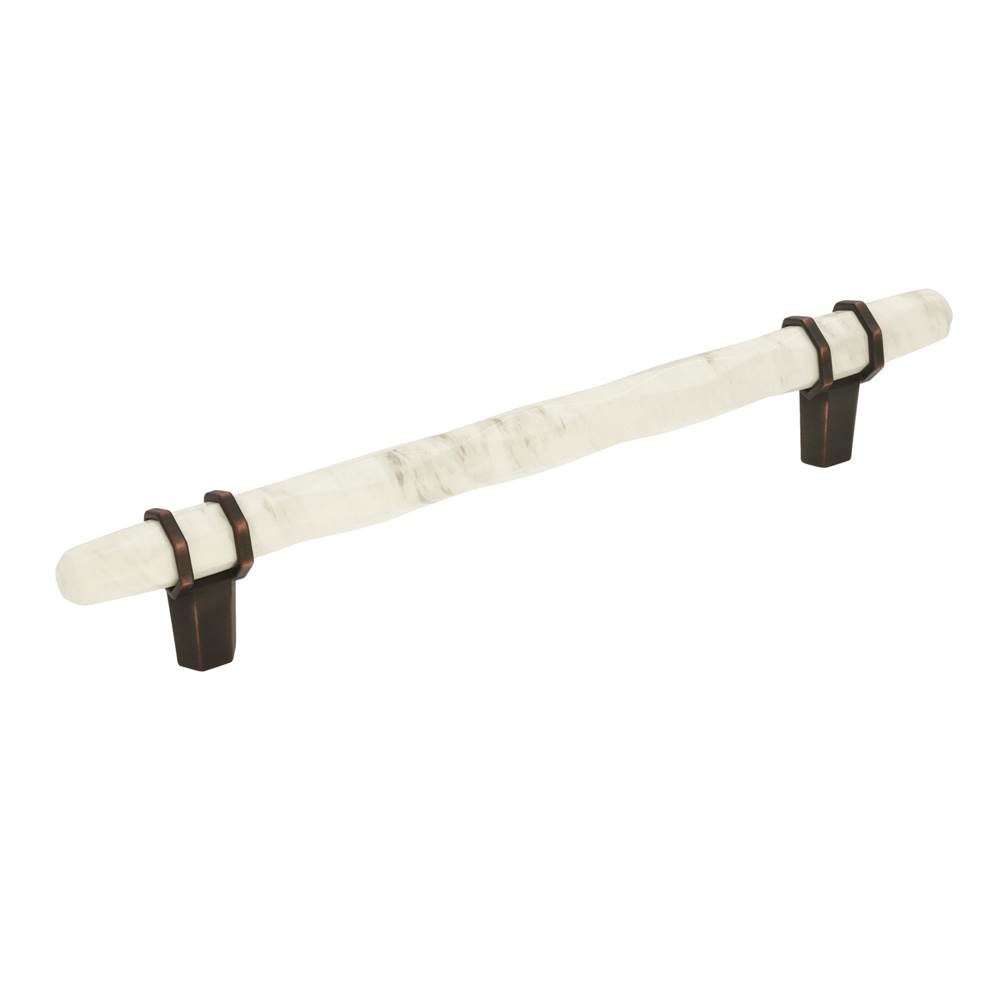 Amerock Carrione 6-5/16 in (160 mm) Center-to-Center Marble White/Oil-Rubbed Bronze Cabinet Pull
