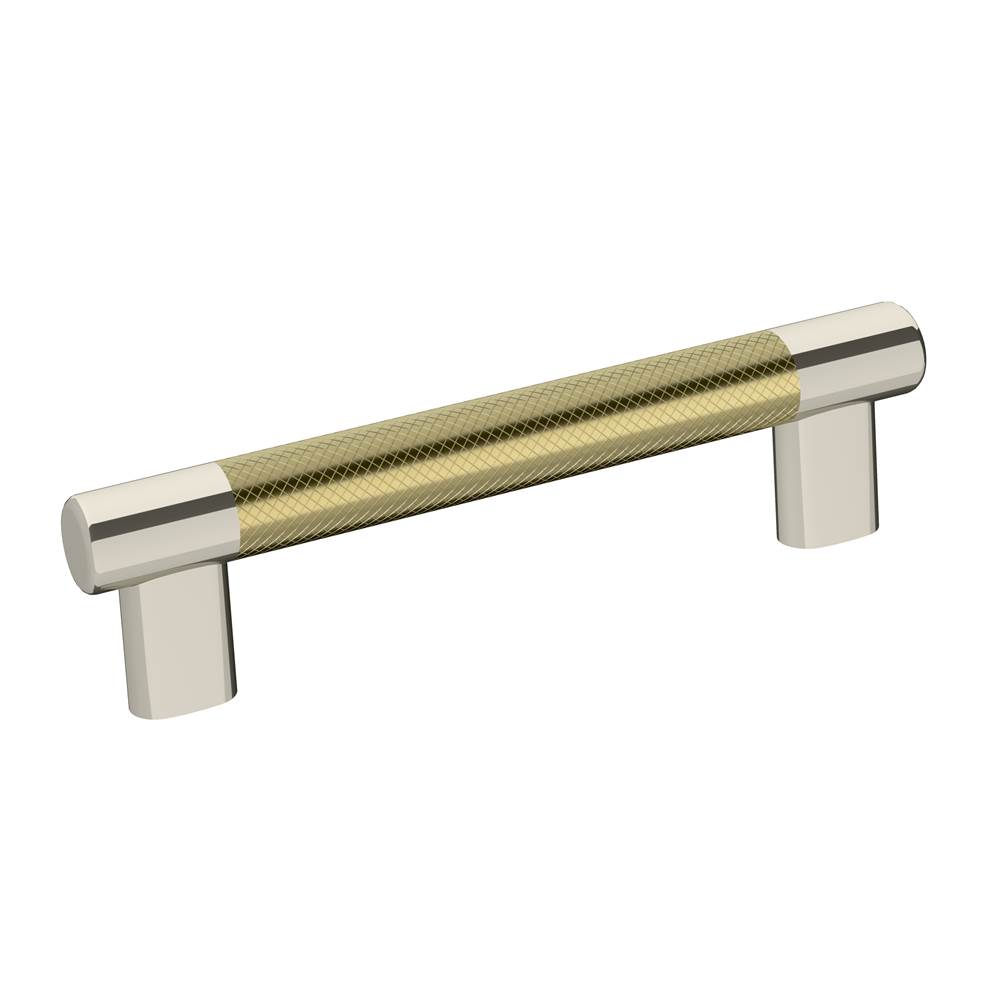 Amerock Esquire 5-1/16 in (128 mm) Center-to-Center Polished Nickel/Golden Champagne Cabinet Pull