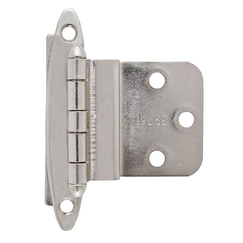 Amerock 3/8in (10 mm) Inset Non Self-Closing, Face Mount Satin Nickel Hinge - 2 Pack