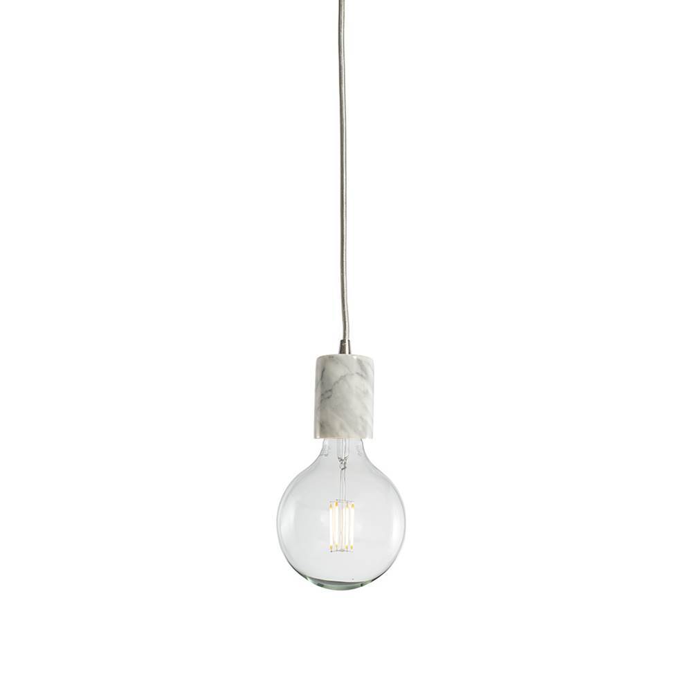 Bulbrite Natural Marble White Pendant W/ 7W Led G40  2700K Filament E26 Fully Compatible Dimming