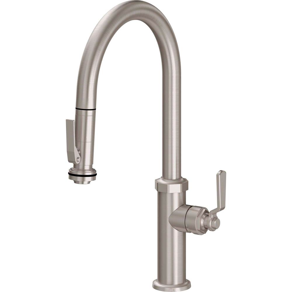 California Faucets Pull-Down Kitchen Faucet with Squeeze Handle Sprayer  - High Spout