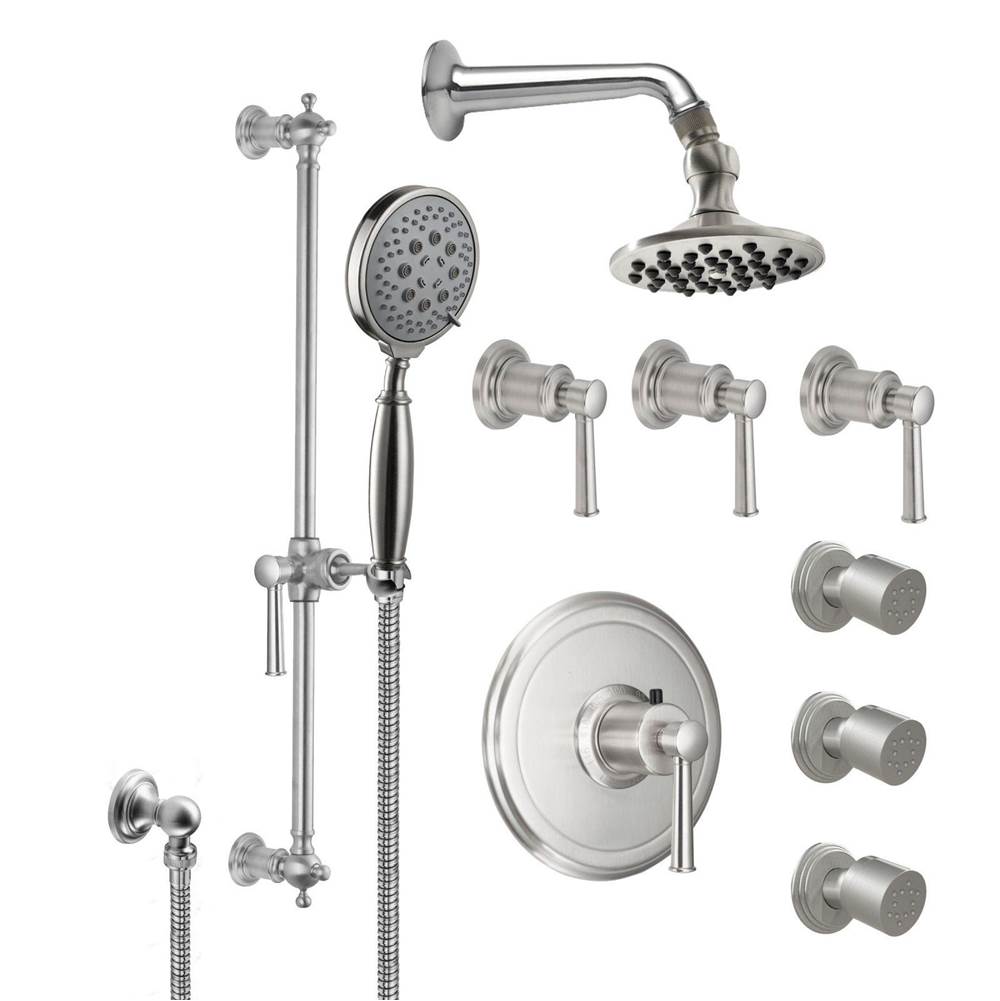 California Faucets Miramar StyleTherm® 3/4'' Thermostatic Shower System with Body Spray, Handshower on Slide Bar, and Showerhead