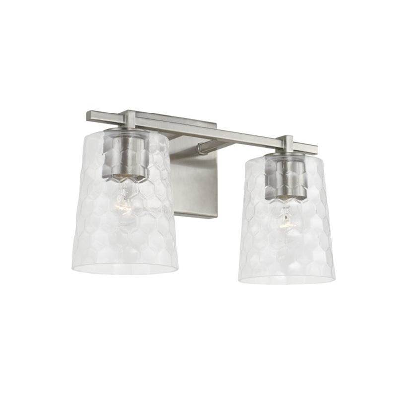 Capital Lighting 2-Light Vanity in Brushed Nickel with Clear Honeycomb Glass