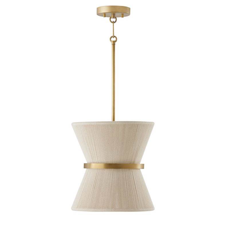 Capital Lighting Cecilia 1-Light Pendant in Bleached Natural Rope and Patinaed Brass
