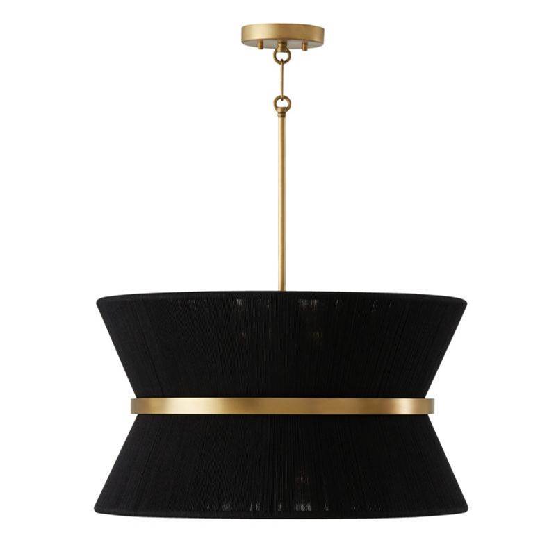 Capital Lighting Cecilia 8-Light Pendant in Black Rope and Patinaed Brass