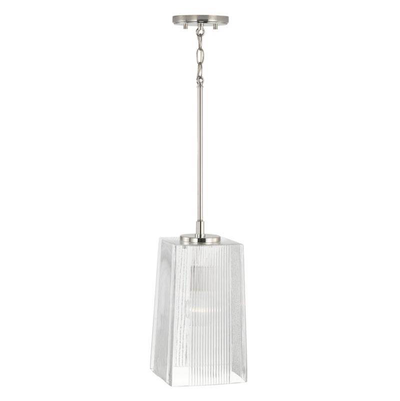 Capital Lighting Lexi 1-Light Pendant in Polished Nickel with Clear Fluted Glass