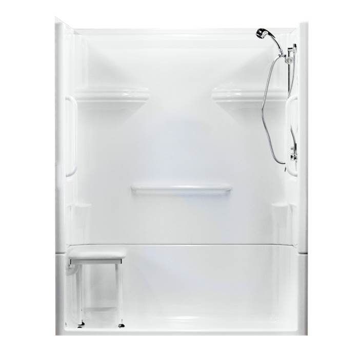 Clarion Bathware 60'' 4-Piece Barrier-Free Shower W/ 1 1/4'' Threshold - Left Or Right Hand Drain