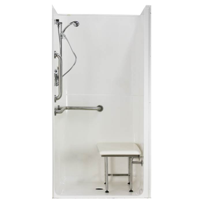 Clarion Bathware 38'' (40 1/4'' Overall) Ada-Compliant Transfer Shower W/ Return Flange And 3/4 Threshold - Center Drain