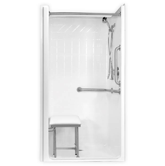 Clarion Bathware 38'' (40'' Overall) Ada-Compliant Transfer Shower W/Return Flange And 3/4'' Threshold - Center Drain