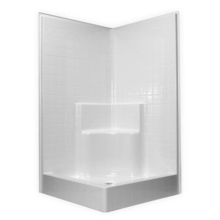 Clarion Bathware 43'' Tiled Corner Shower W/ 8.5'' Threshold - Center Drain