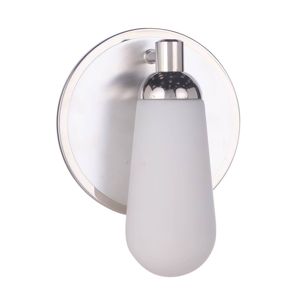 Craftmade Riggs 1 Light Wall Sconce, Brushed Polished Nickel / Polished Nickel, Damp Rated