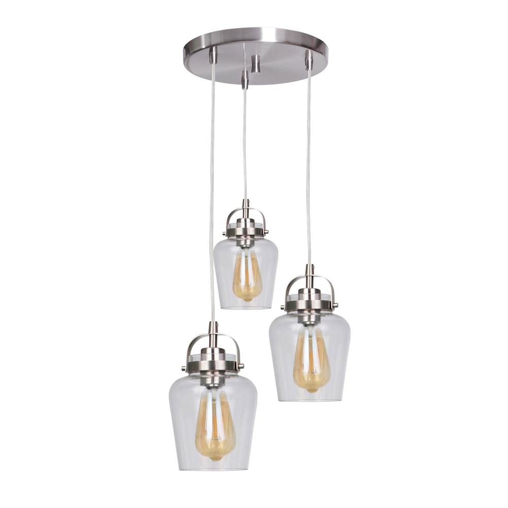 Craftmade Trystan 3 Light Pendant in Brushed Polished Nickel