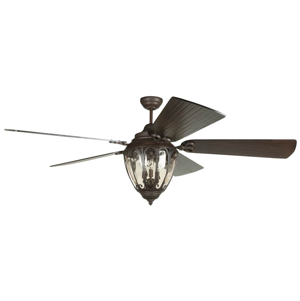 Craftmade 70'' Olivier Ceiling Fan in Aged Bronze with Carved Walnut Blades, B570P-WAL, Included