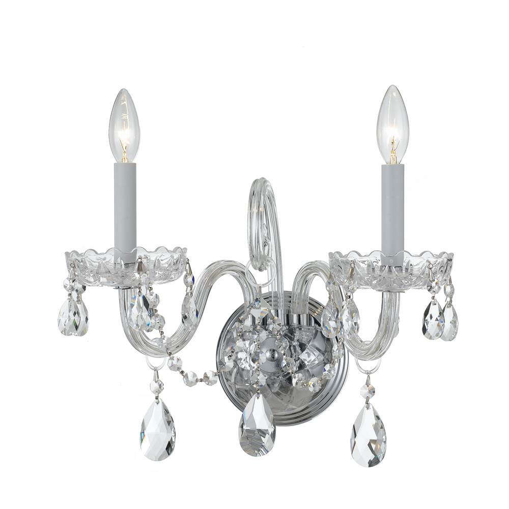 Crystorama Traditional Crystal 2 Light Spectra Crystal Polished Chrome Sconce