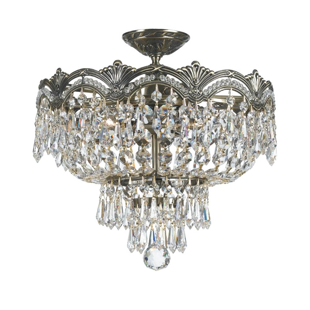 Crystorama Majestic 3 Light Spectra Crystal Historic Brass Ceiling Mount