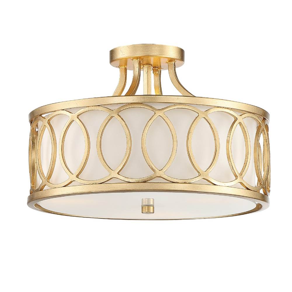 Crystorama Libby Langdon for Crystorama Graham 3 Light Antique Gold Ceiling Mount