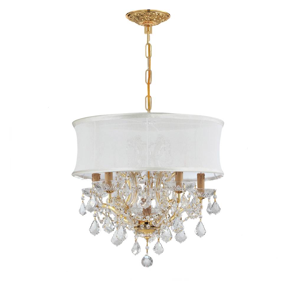 Crystorama Brentwood 6 Light Spectra Crystal Gold Drum Shade Mini Chandelier
