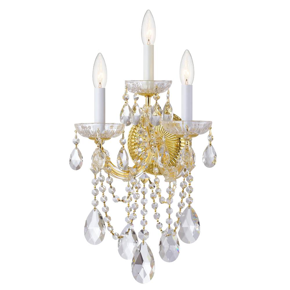 Crystorama Maria Theresa 3 Light Spectra Crystal Gold Sconce