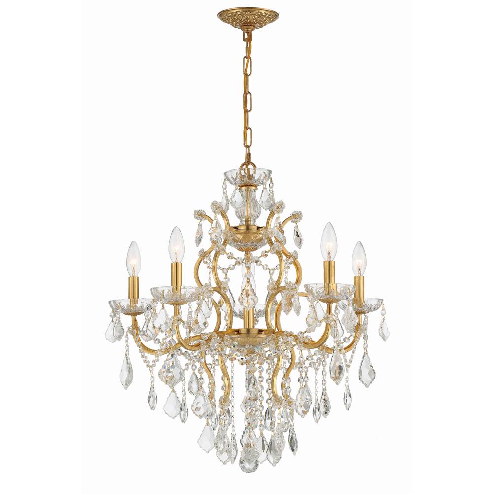 Crystorama Filmore 6 Light Spectra Crystal Antique Gold Chandelier