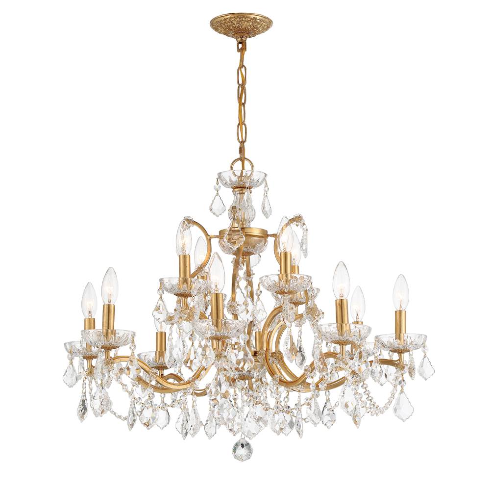 Crystorama Filmore 12 Light Spectra Crystal Antique Gold Chandelier