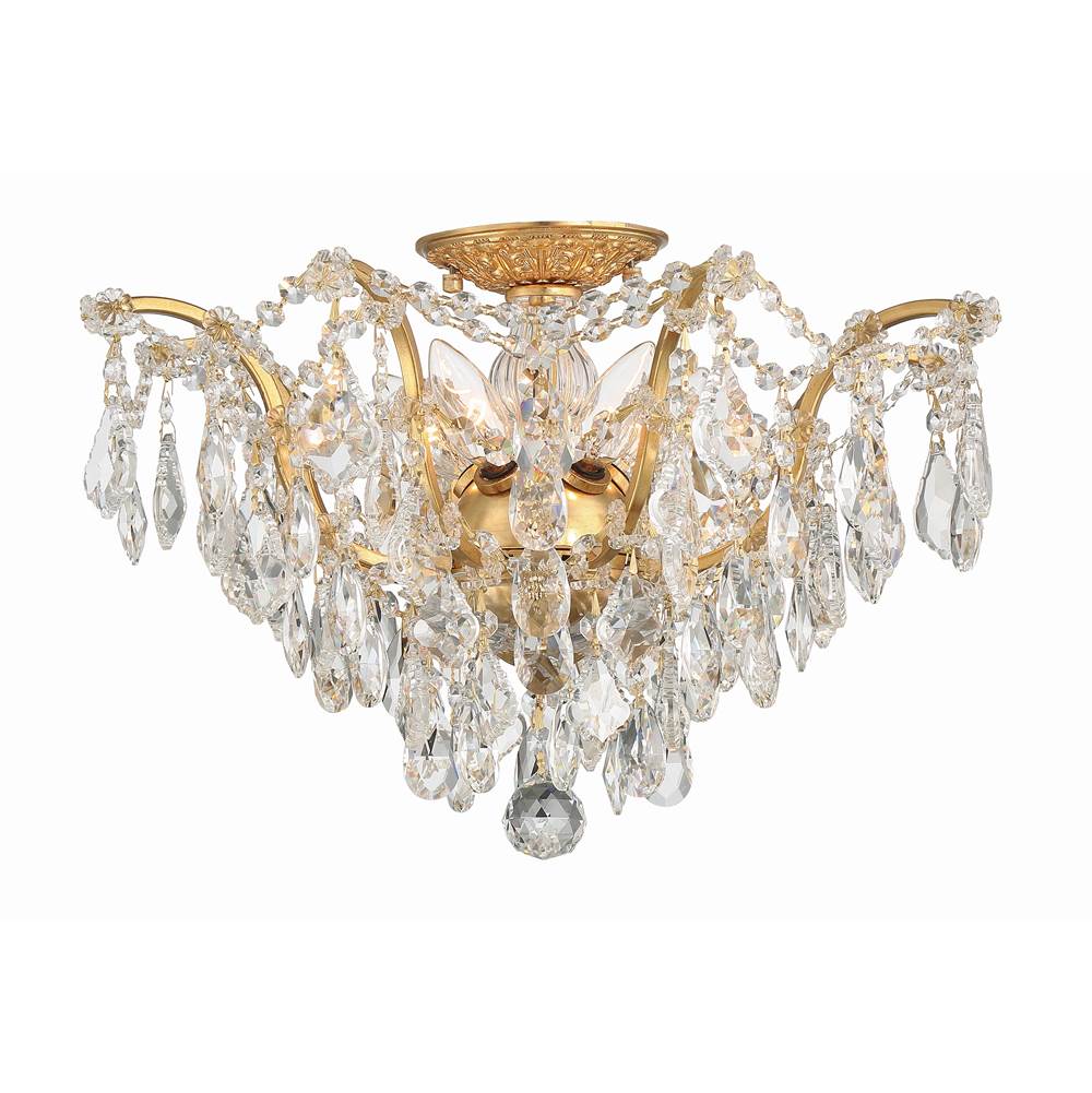 Crystorama Filmore 5 Light Hand Cut Crystal Antique Gold Ceiling Mount