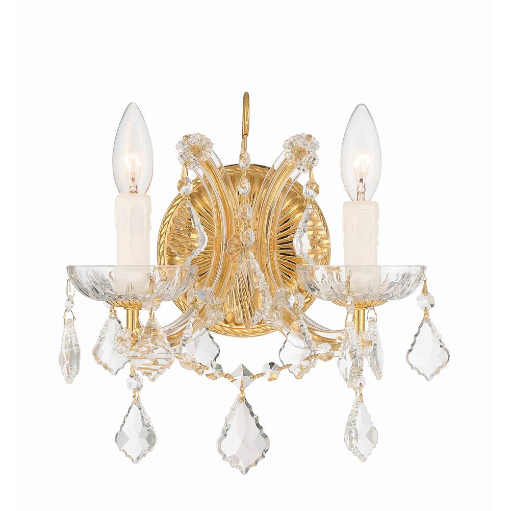 Crystorama Maria Theresa 2 Light Spectra Crystal Gold Sconce