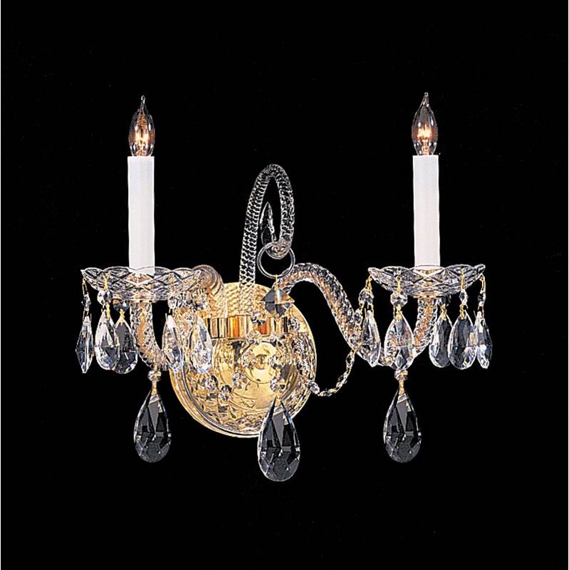 Crystorama Traditional Crystal 2 Light Swarovski Strass Crystal Polished Brass Sconce
