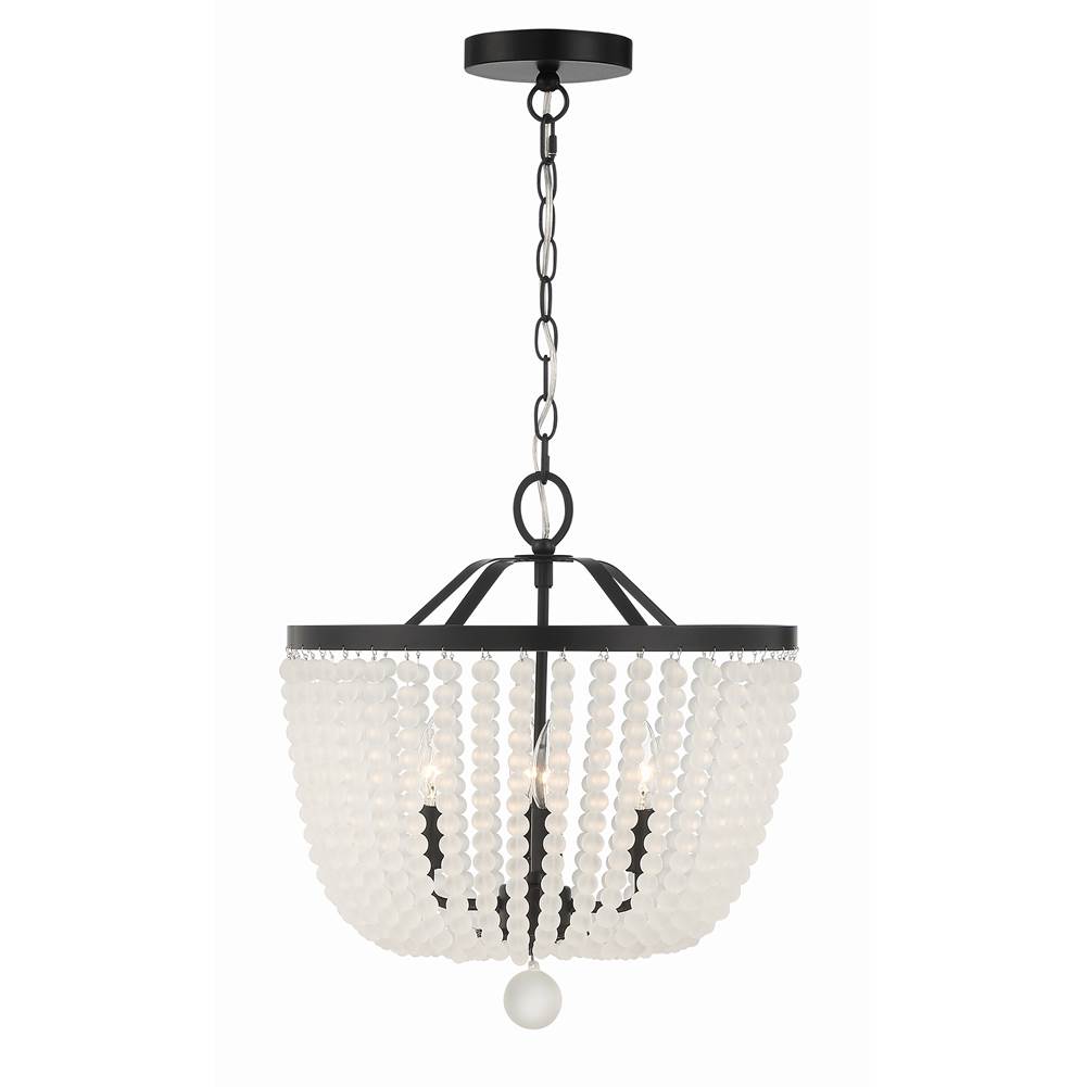 Crystorama Rylee 4 Light Matte Black Frosted Beads Chandelier