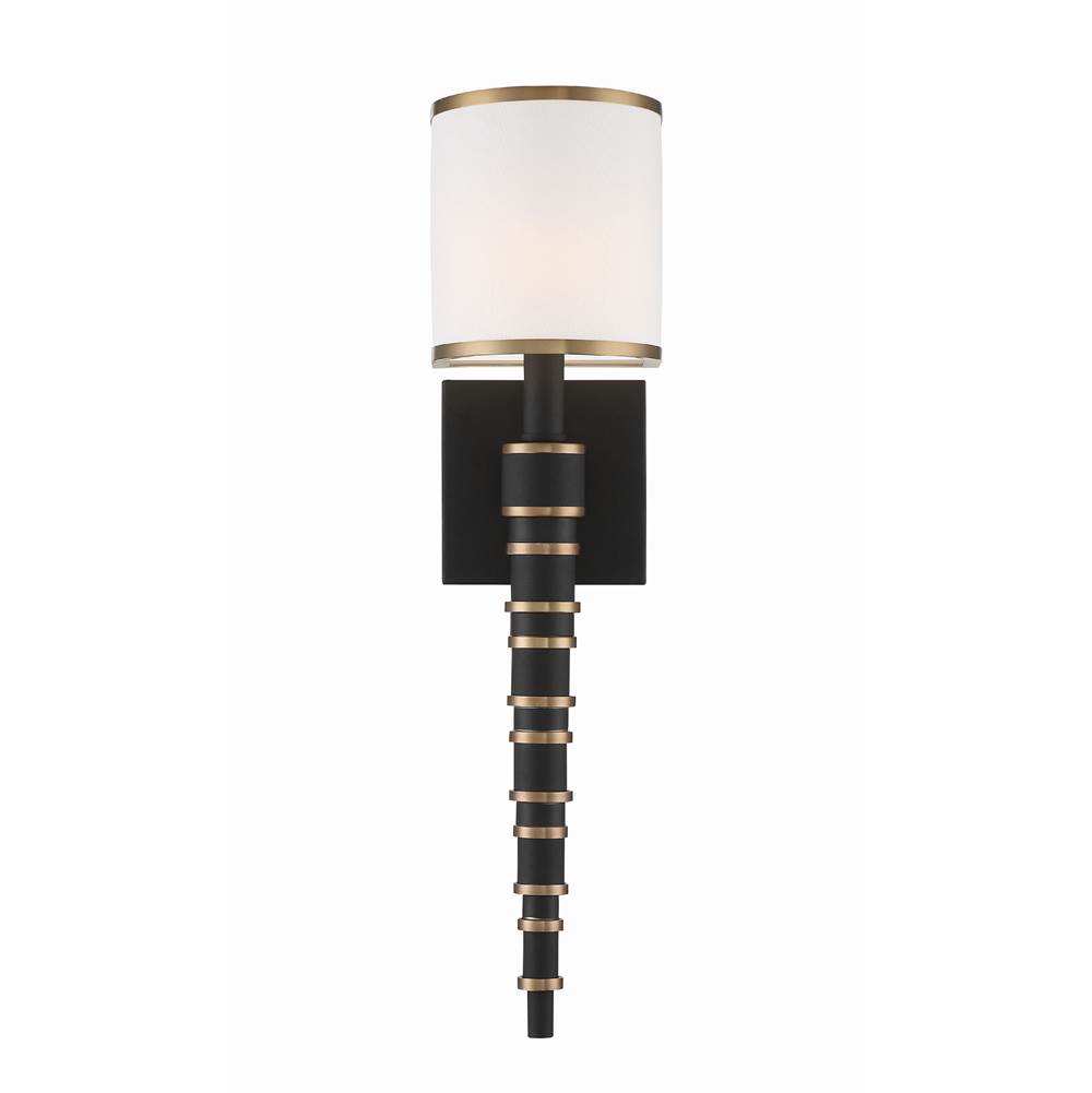 Crystorama Sloane 1 Light Vibrant Gold  plus  Black Forged Wall Sconce