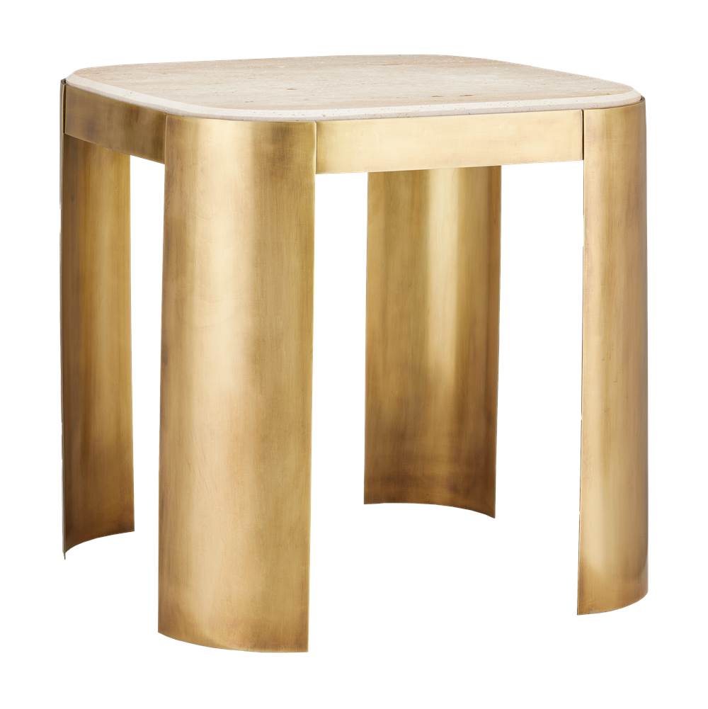 Currey And Company Sev Travertine Accent Table