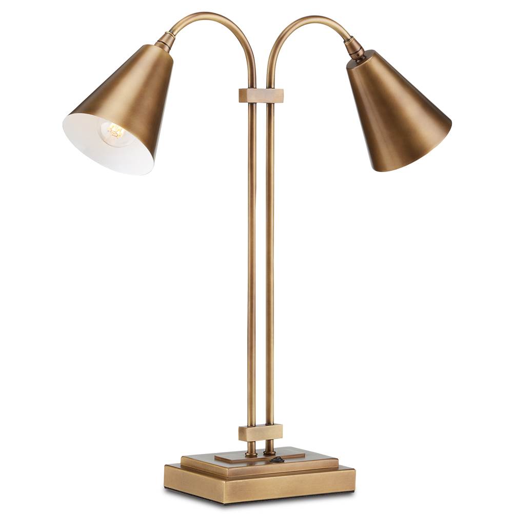 Currey And Company Symmetry Brass Double Desk Lamp